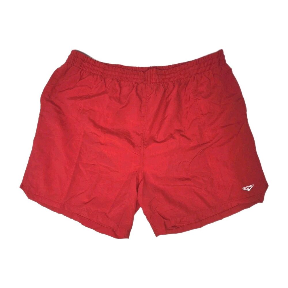 TYR The Finals Men's XXL Swim Trunks Mesh Lining Pockets Drawstring NWOT Red